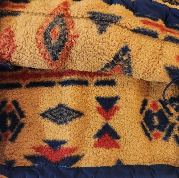 Vintage North Face Men Tan Aztec Geometric Sherpa 1/2 Zip Hoodie Size XL Plush - Picture 13 of 16
